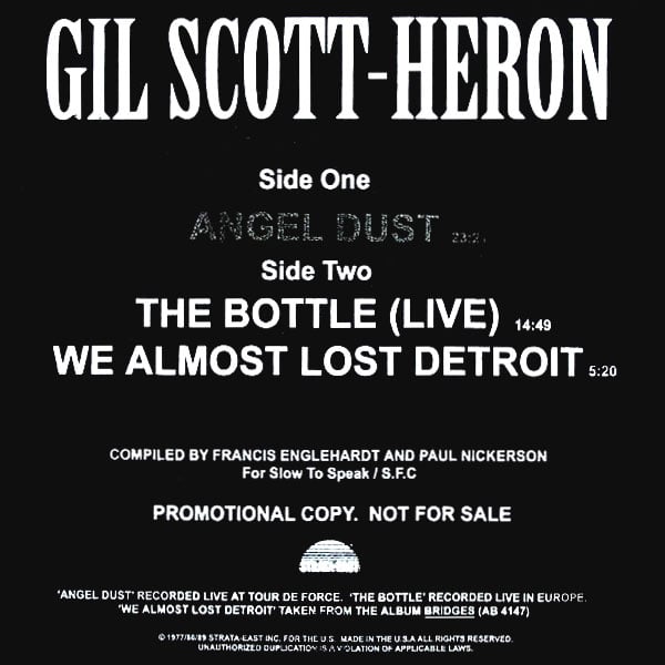 Gil Scott-Heron - Angel Dust / The Bottle / We Almost Lost Detroit - lp