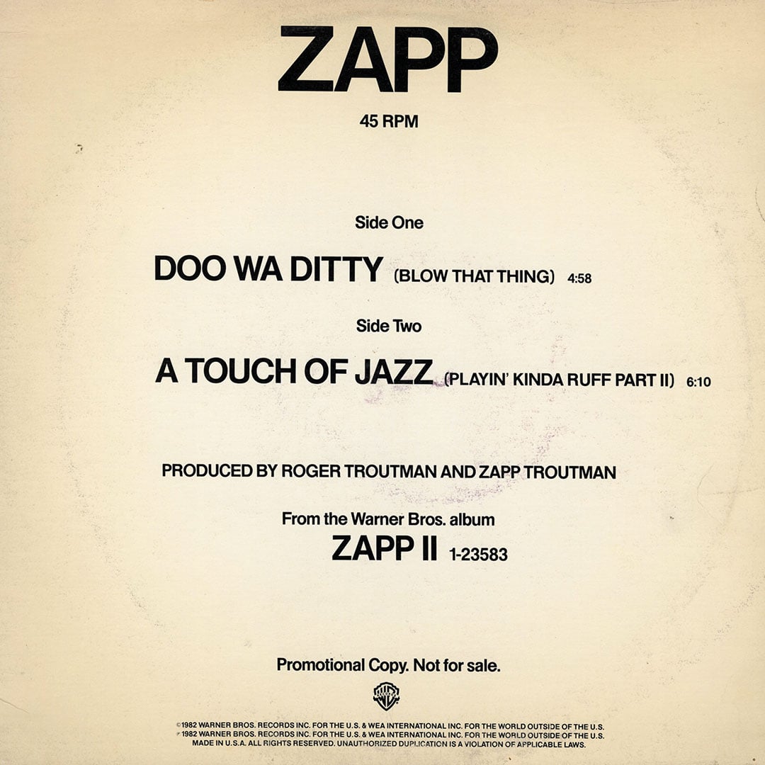 Zapp - Doo Wa Ditty / A Touch Of Jazz - 12