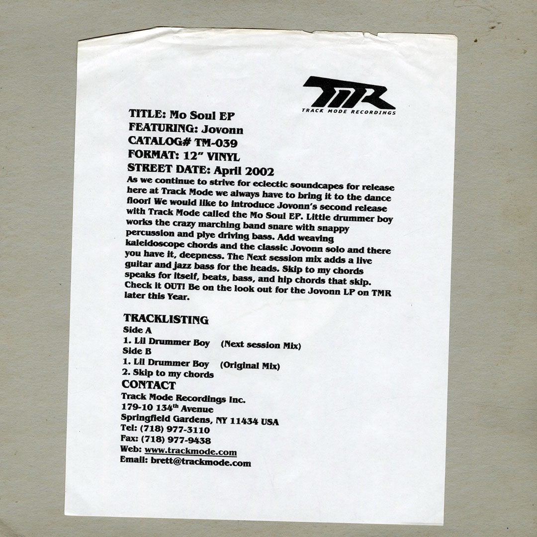 Jovonn - Mo Soul  E.P. - 12"